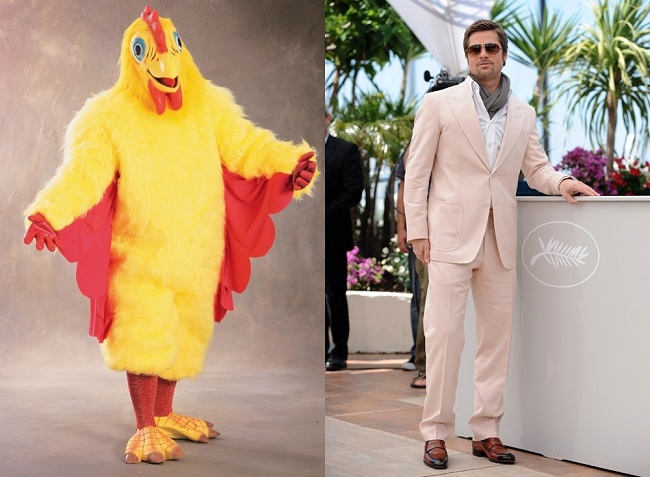 Brad Pitt dressed as a chicken