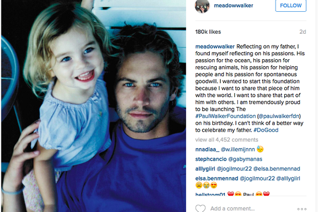 meadow walker instagram profile