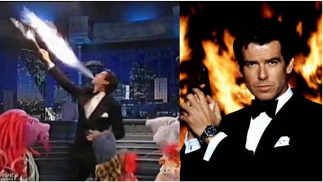 Pierce Brosnan  professional fire eater