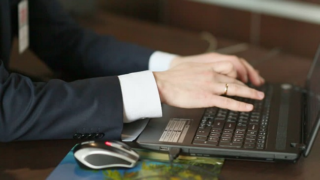 Man working on laptop