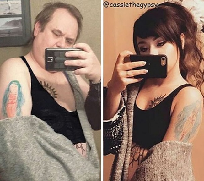 dad mimics daughter photos gone viral