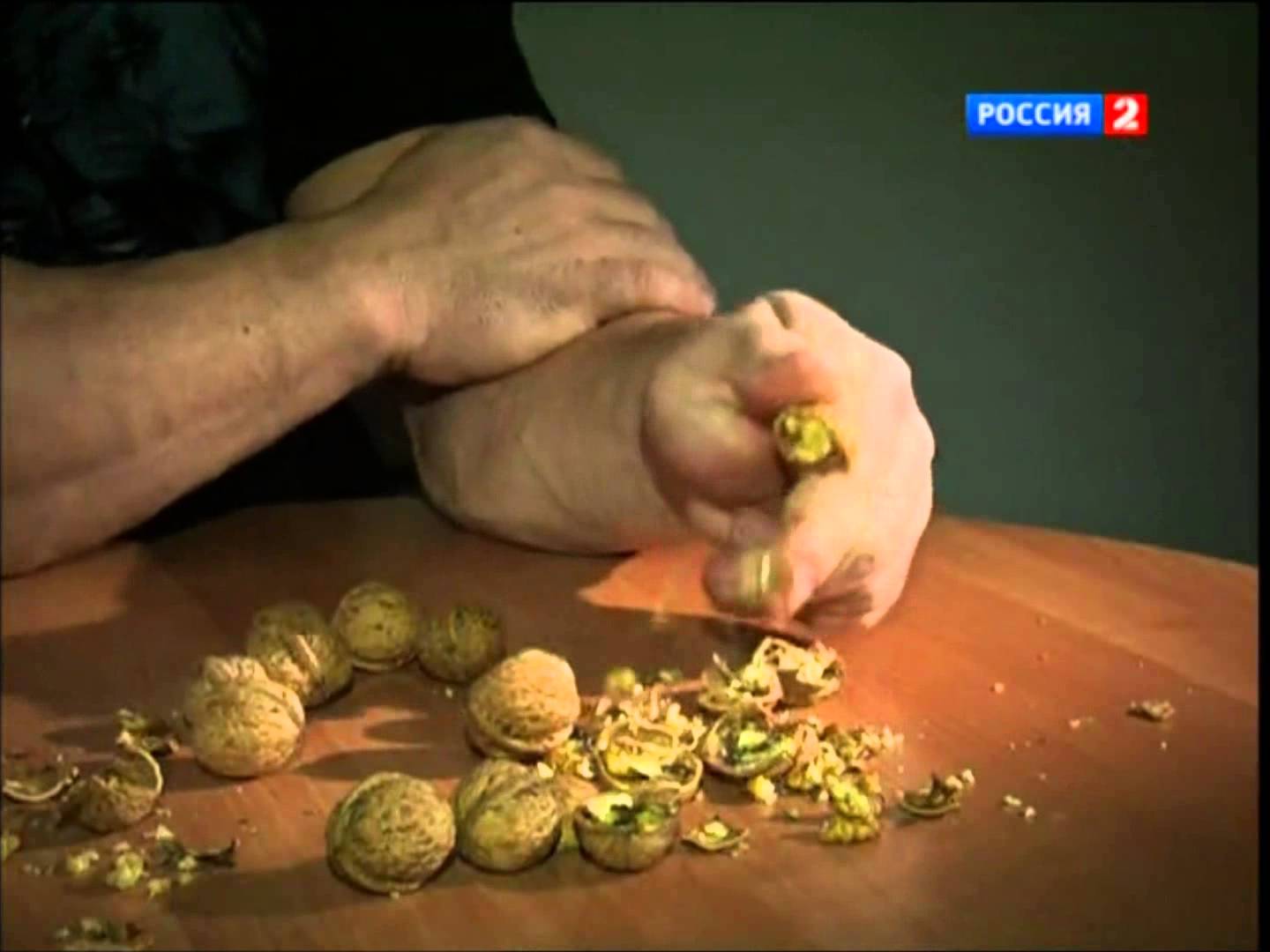 Denis Cyplenkov crushes walnuts with his bare hands