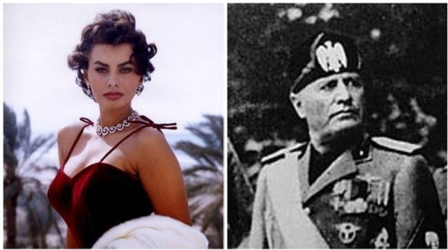 Sophia Loren and Benito Mussolini