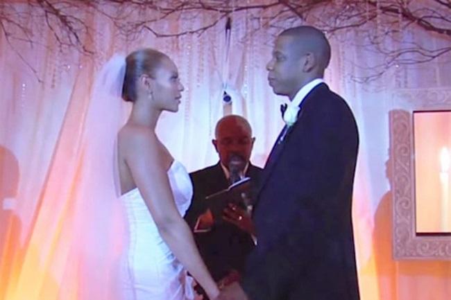 Wedding picture of Jay-Z and Beyonce