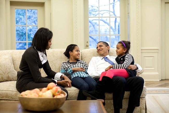 Barack Obama with His Loving Family