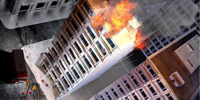 Burning building