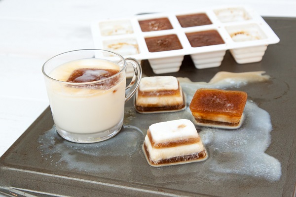 Coffee and milk ice cubes