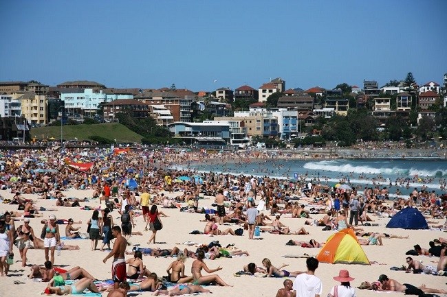 Crowded Bondi Beach Australia