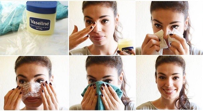 Vaseline plastic wrap to get rid of blackheads