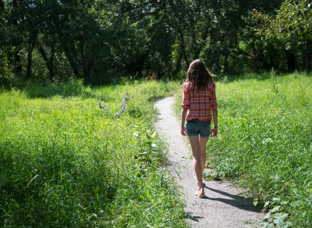 Walking alone in the woods