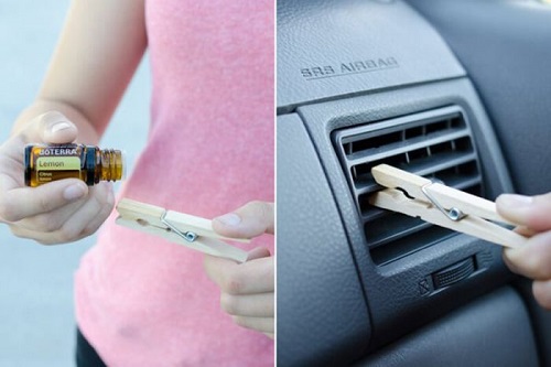 attaching clothspin to car ac