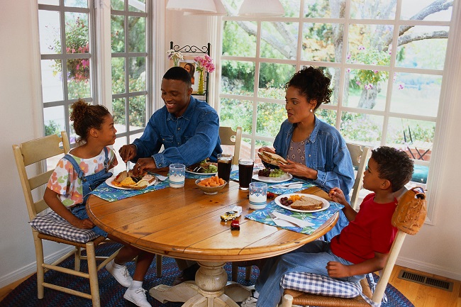 Family having  meals together