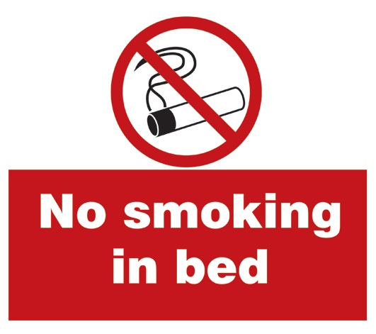 No smoking in the bed