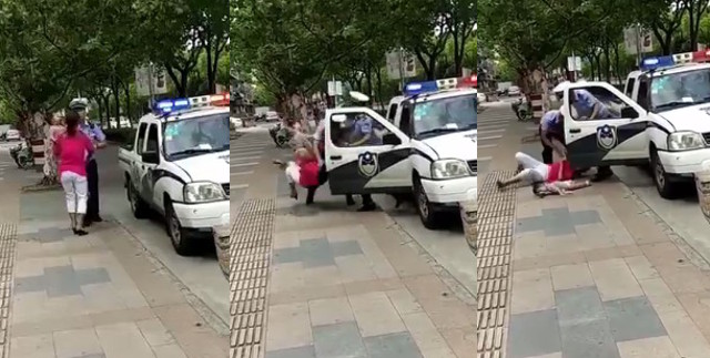 police slamming a woman