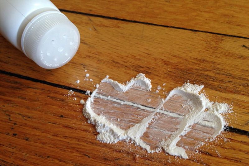 use baby powder to repair damaged wood 