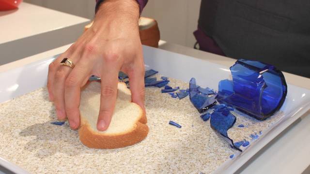 use bread to pick broken glass