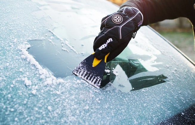 soft-bristled brush and windshield wipers