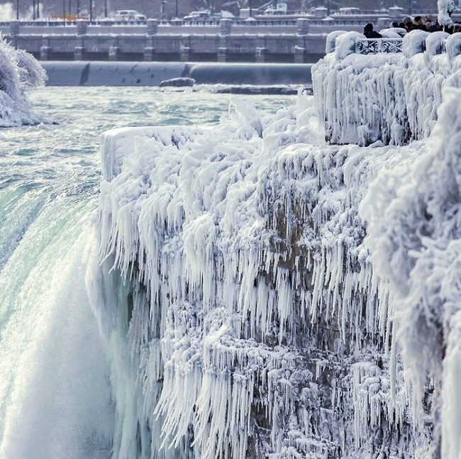 The water shown in the picture has been frozen