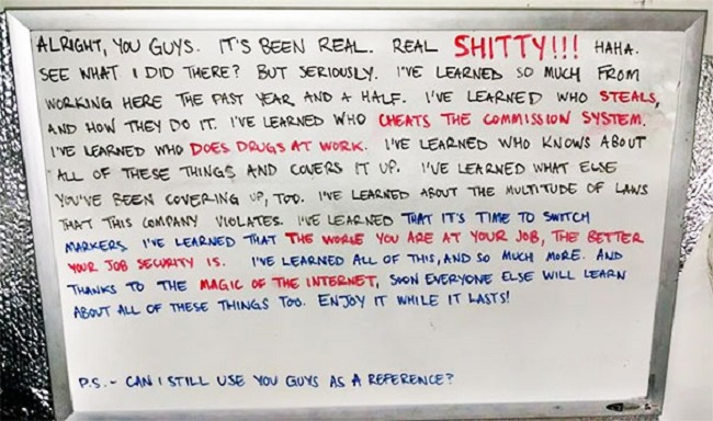 This employee written it all on the white board