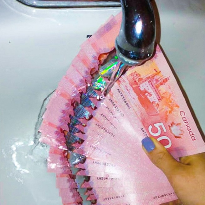 Canadian money is water protected