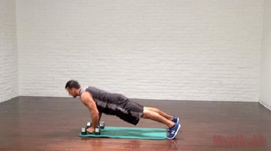 Dumbbell 1 ½ Pushup