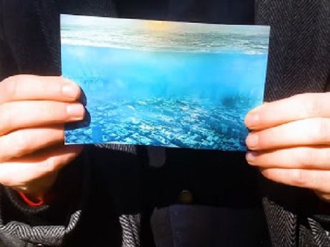 Los Angeles is seen drowned in water in photograph