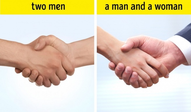 Men and women shake hands differently