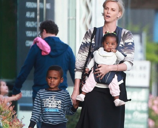 Charlize Theron with family