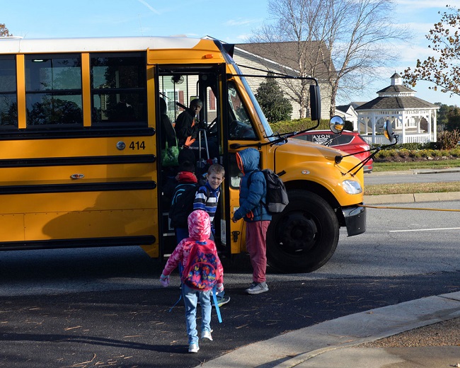 School buses are driven at low speeds