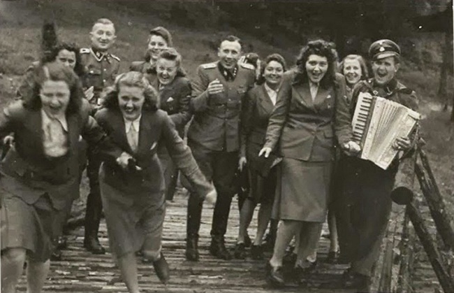 Staff enjoying themselves at Auschwitz