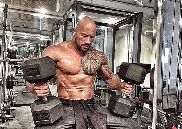 the rock in the gym