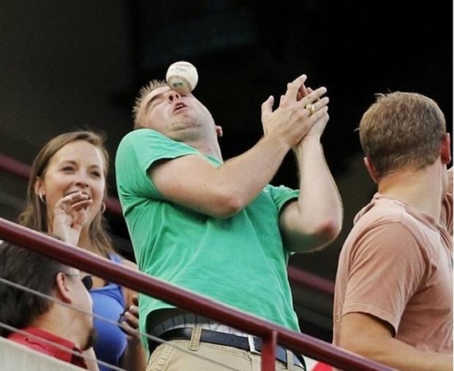 Ball hitting the boy