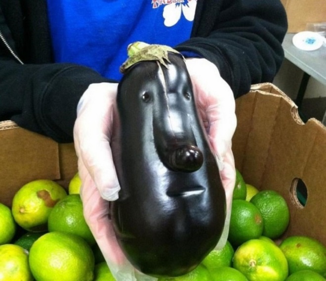 eggplant with human face