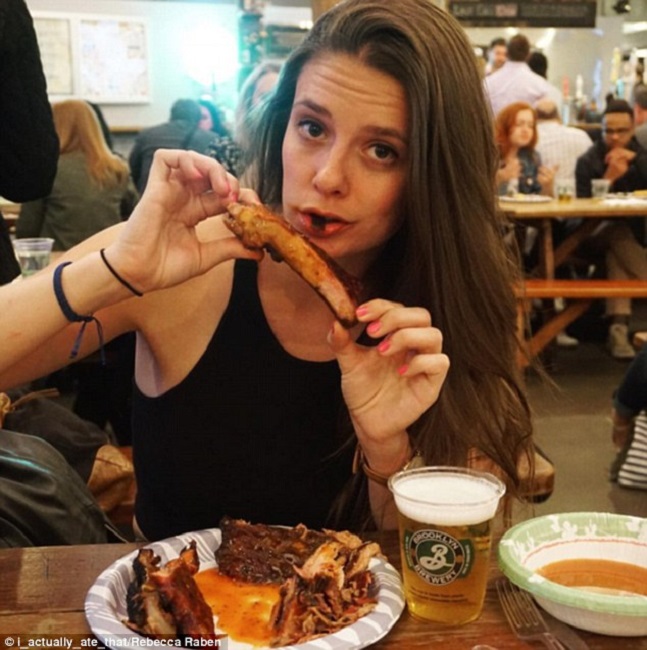 Girl eating chicken