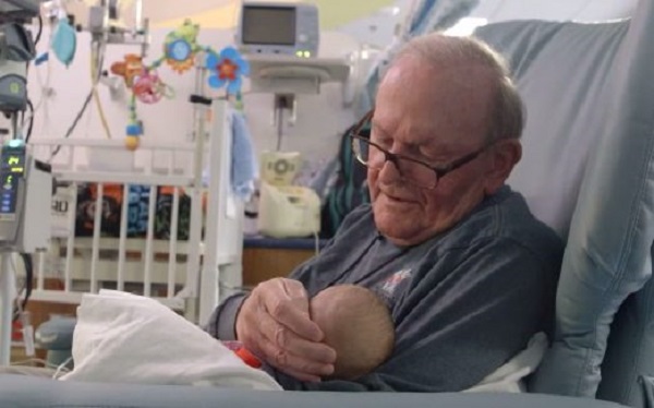 Grandfather and baby