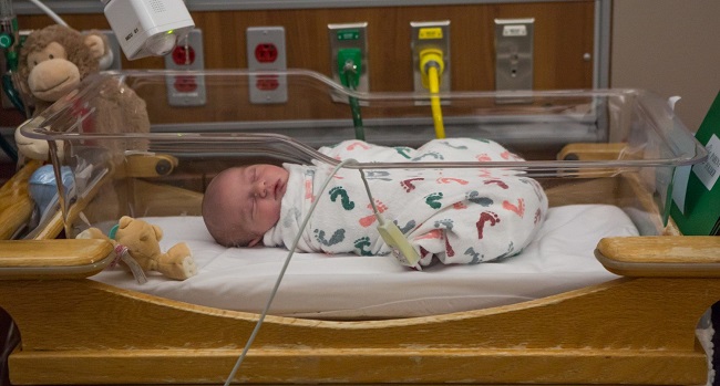 Infant in hospital