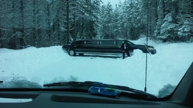 lambo stuck in snow