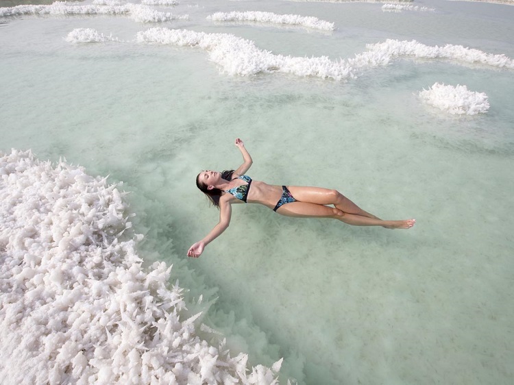 People float in Dead Sea