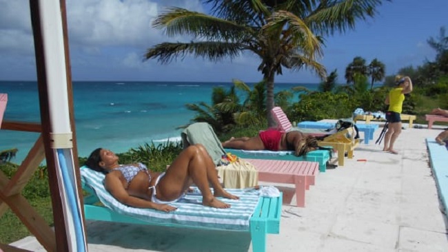 People resting in resort in bahamas