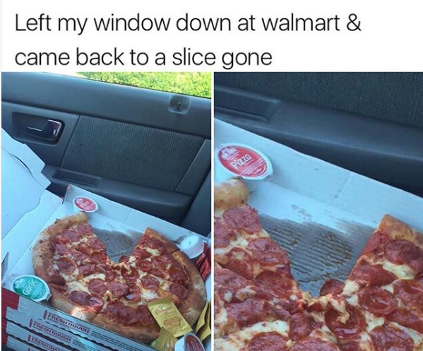 Pizza in car