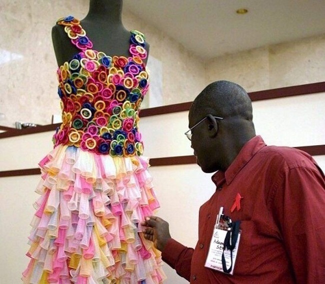 Wedding dress made out of condoms