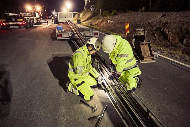 workers working on road