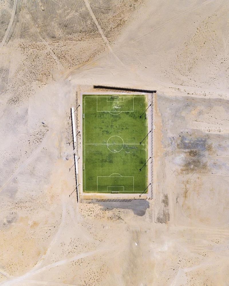 A football field in between of nowhere