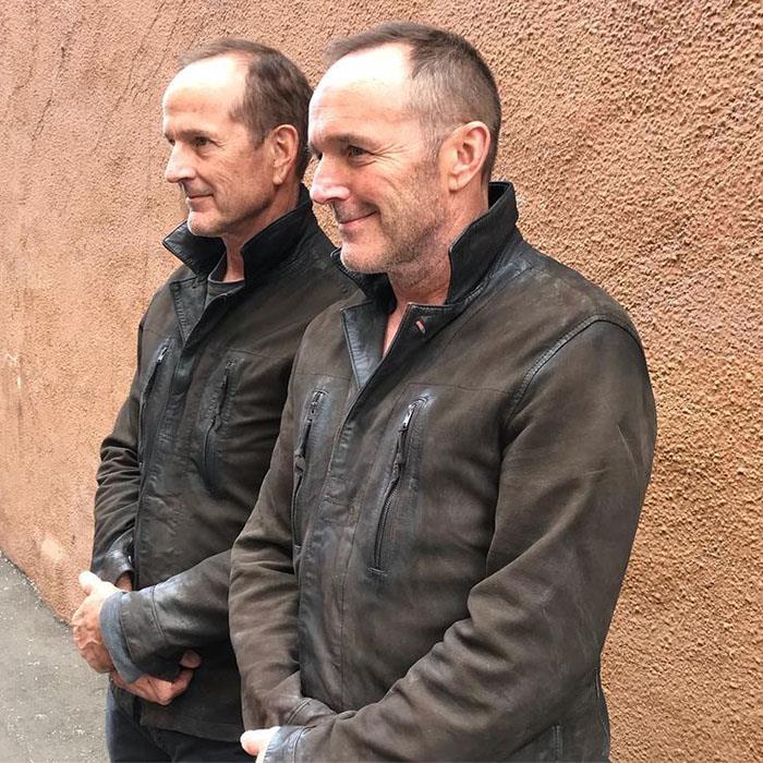 Clark Gregg and his stunt double Dane Farwell