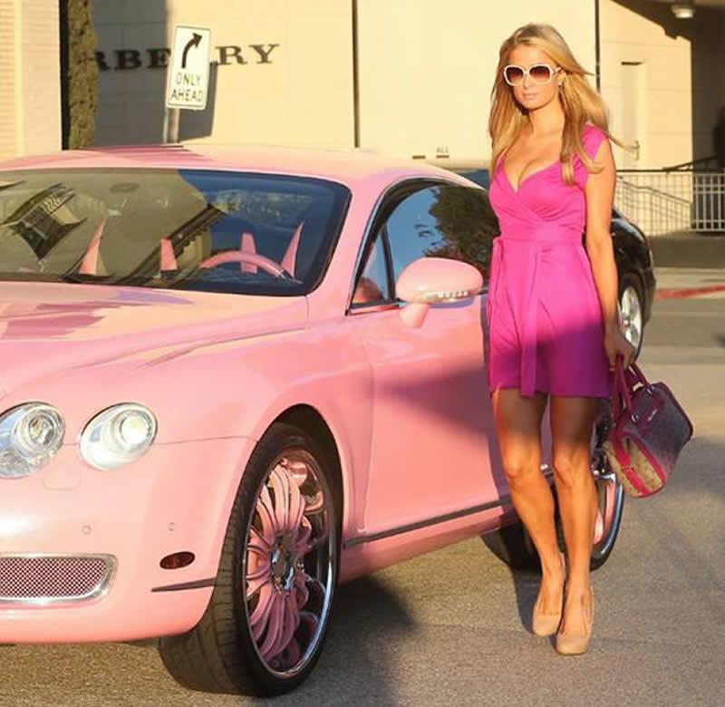 Paris Hilton- Pink Coloured Bentley GT Continental