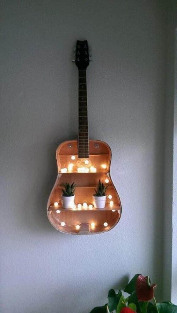 Turn a guitar into a wall shelf