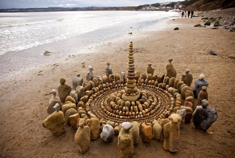 Wonderful formation by stones at a beach