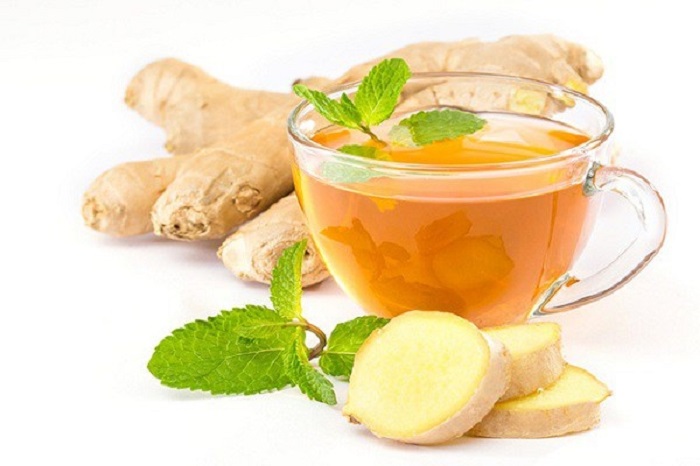 Ginger or peppermint tea