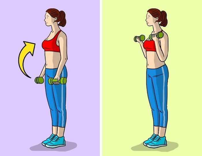 You should do arm lifts with dumbbells instead